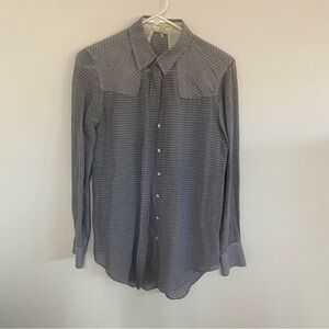 Rag and Bone Dark  Blue and White Striped Dress Shirt
